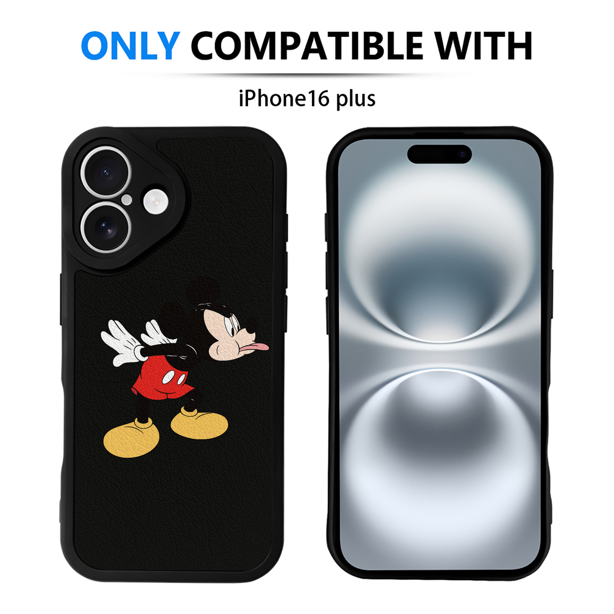 （画像用） ミッキーマウス Mickey Mouse 【iPhone 16シリーズ対応】シリコンスマホケース（レザー調） 材質：シリコン